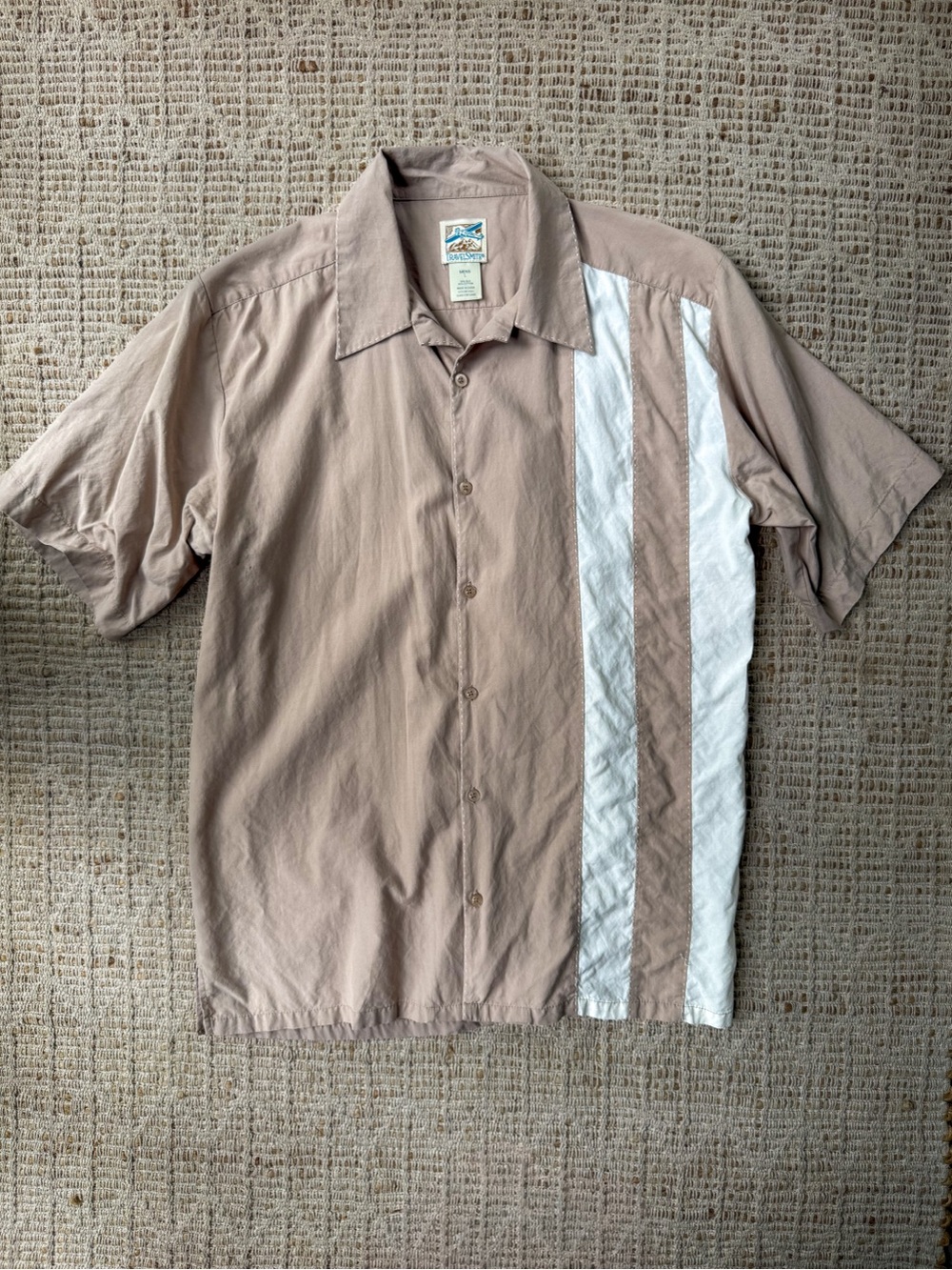 Y2K Campcore TravelSmith Silk Blend Button Up Shirt Men’s Large Beige Retro